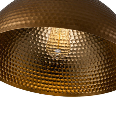 Industrial Hammered Metal Dome Pendant Light, Adjustable Height, Aged Brass, Silver Black
