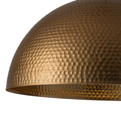 Industrial Hammered Metal Dome Pendant Light, Adjustable Height, Aged Brass, Silver Black