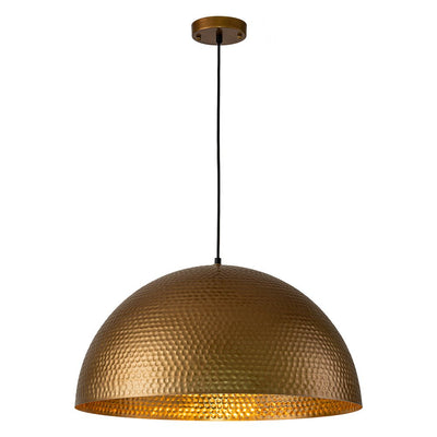 Industrial Hammered Metal Dome Pendant Light, Adjustable Height, Aged Brass, Silver Black