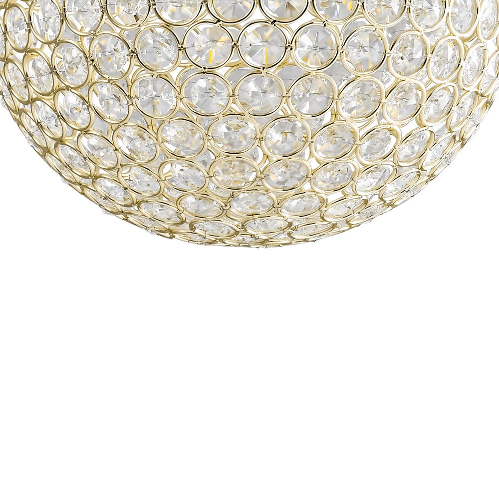 Elegant Crystal Orb Pendant Light, Polished Gold Finish, Adjustable Height, Dimmable