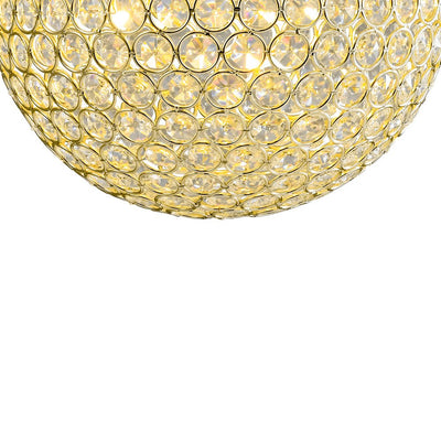 Elegant Crystal Orb Pendant Light, Polished Gold Finish, Adjustable Height, Dimmable