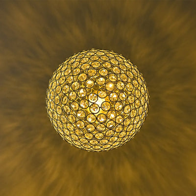 Luxury Polished Gold Crystal Orb Pendant Light, Single-Light, Adjustable Height, E26