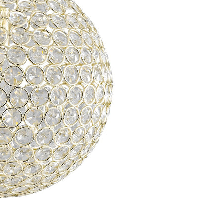 Luxury Polished Gold Crystal Orb Pendant Light, Single-Light, Adjustable Height, E26