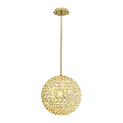 Luxury Polished Gold Crystal Orb Pendant Light, Single-Light, Adjustable Height, E26