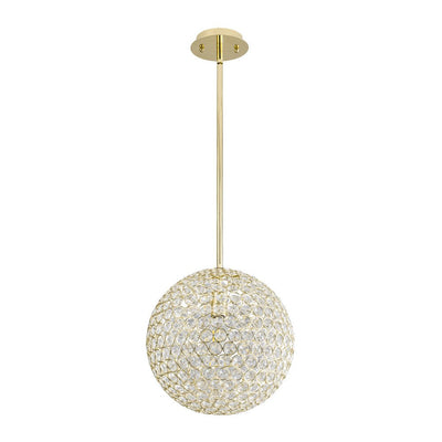 Luxury Polished Gold Crystal Orb Pendant Light, Single-Light, Adjustable Height, E26