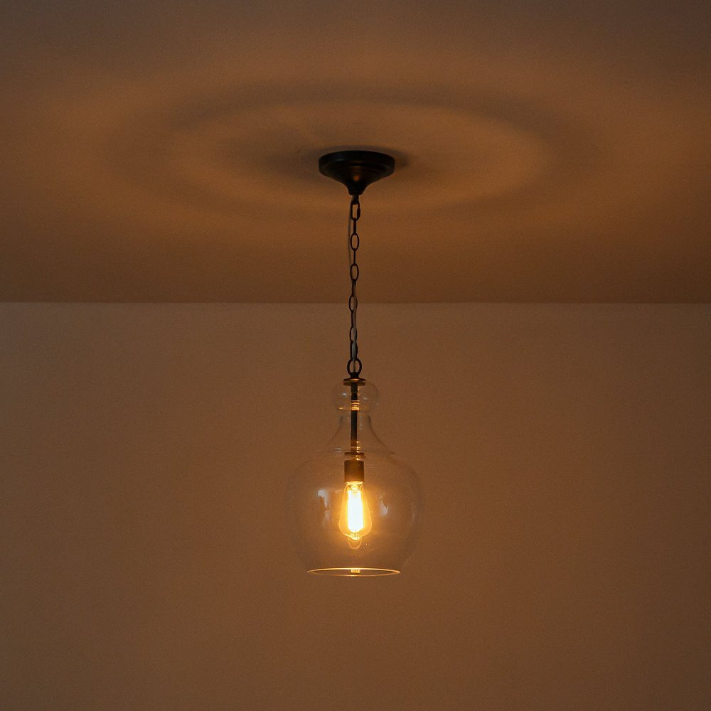 Mid-Century Sculptural Hand-Blown Glass Pendant Light, Dimmable, 1-Light Fixture