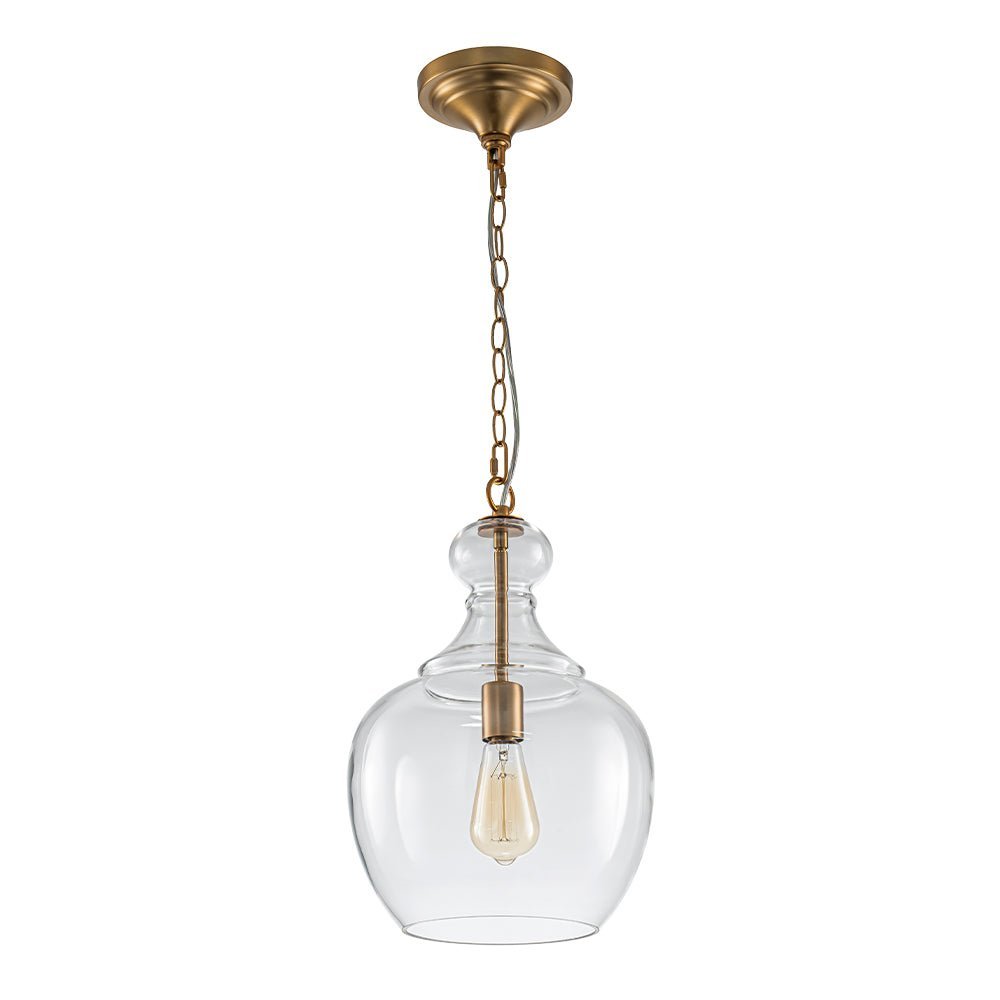 Mid-Century Sculptural Hand-Blown Glass Pendant Light, Dimmable, 1-Light Fixture