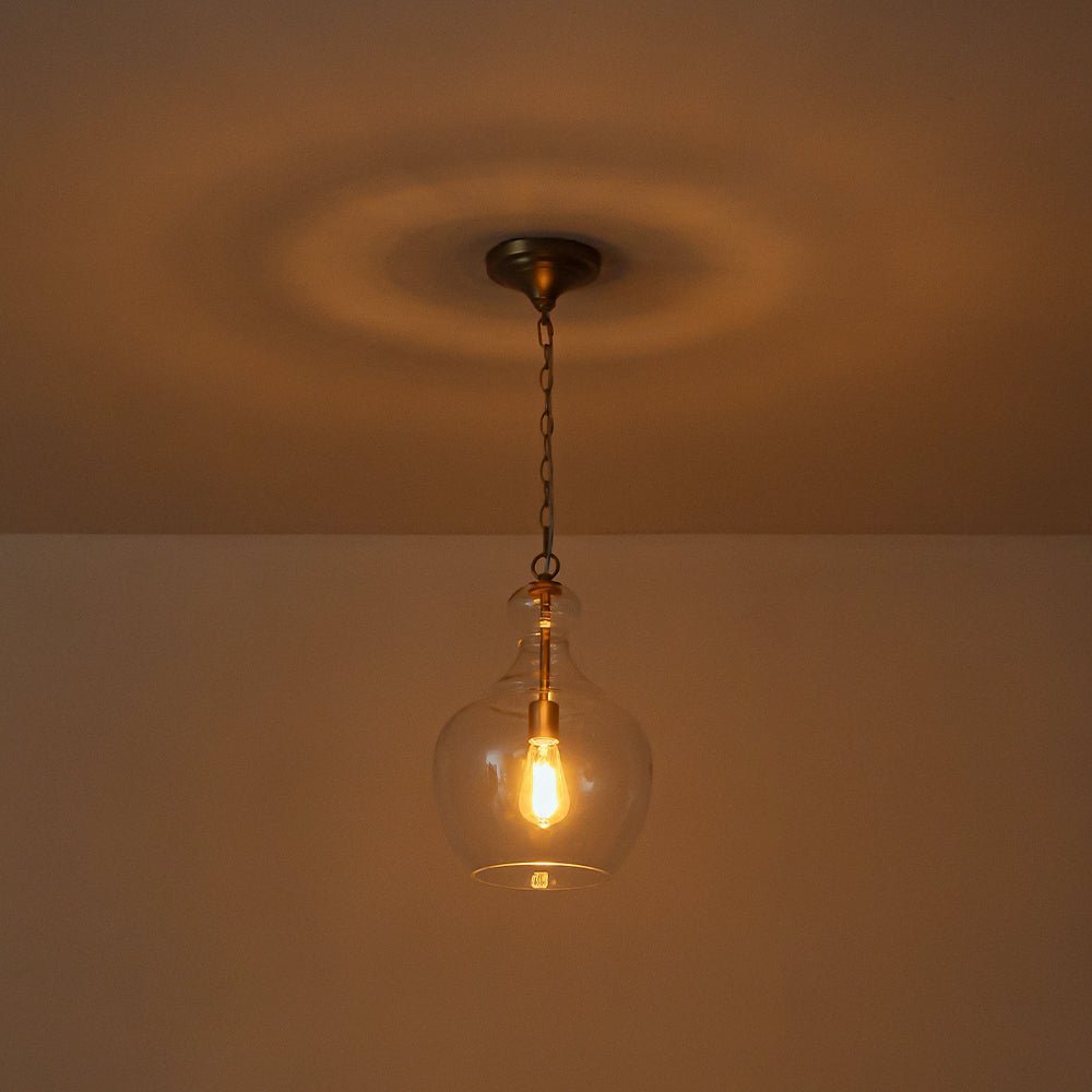 Mid-Century Sculptural Hand-Blown Glass Pendant Light, Dimmable, 1-Light Fixture