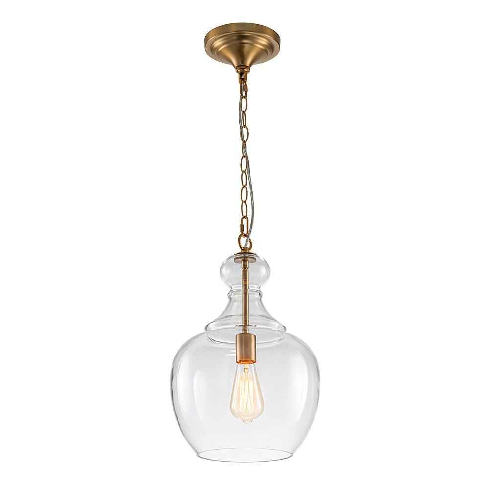 Mid-Century Sculptural Hand-Blown Glass Pendant Light, Dimmable, 1-Light Fixture