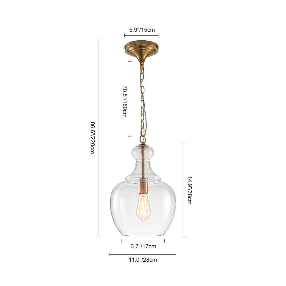 Mid-Century Sculptural Hand-Blown Glass Pendant Light, Dimmable, 1-Light Fixture