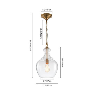 Mid-Century Sculptural Hand-Blown Glass Pendant Light, Dimmable, 1-Light Fixture
