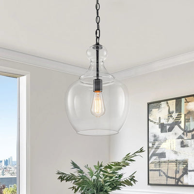 Mid-Century Sculptural Hand-Blown Glass Pendant Light, Dimmable, 1-Light Fixture