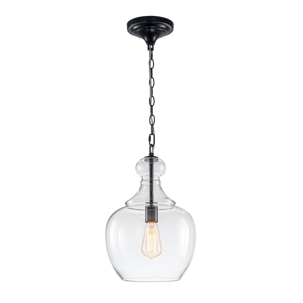 Mid-Century Sculptural Hand-Blown Glass Pendant Light - Dimmable Single-Light Chandelier