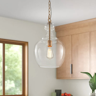 Mid-Century Sculptural Hand-Blown Glass Pendant Light, Dimmable, 1-Light Fixture