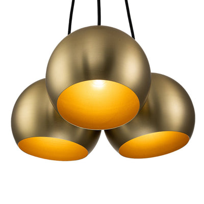 Elegant Mid-Century Modern 3-Light Cluster Orb Pendant Brushed Brass Finish