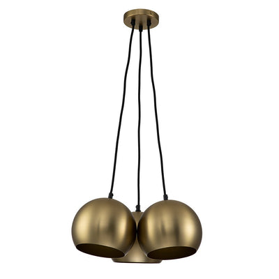 Elegant Mid-Century Modern 3-Light Cluster Orb Pendant Brushed Brass Finish