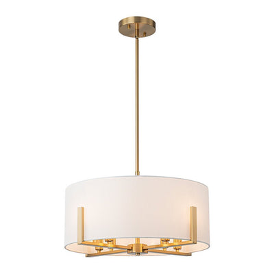 Mid-Century 8-Light Drum Semi-Flush Mount Pendant Chandelier - Black/Brass Finish
