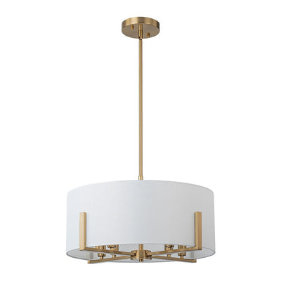 Mid-Century 8-Light Drum Semi-Flush Mount Pendant Chandelier - Black/Brass Finish