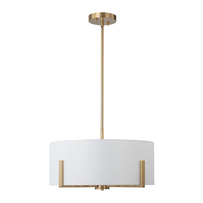 Mid-Century 8-Light Drum Semi-Flush Mount Pendant Chandelier - Black/Brass Finish