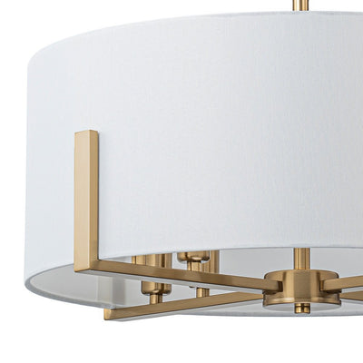 Mid-Century 8-Light Drum Semi-Flush Mount Pendant Chandelier - Black/Brass Finish