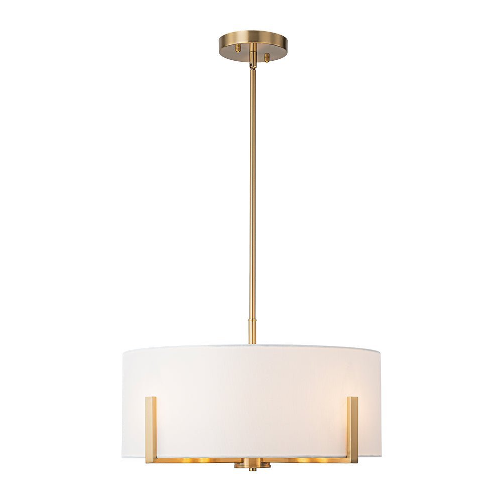 Mid-Century 8-Light Drum Semi-Flush Mount Pendant Chandelier - Black/Brass Finish