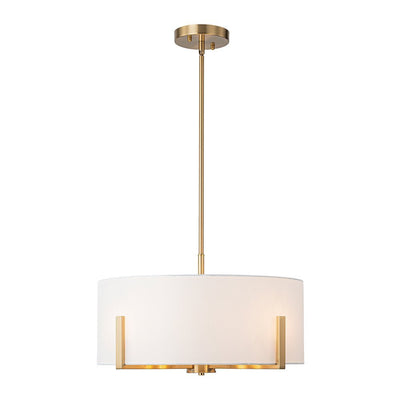 Mid-Century 8-Light Drum Semi-Flush Mount Pendant Chandelier - Black/Brass Finish