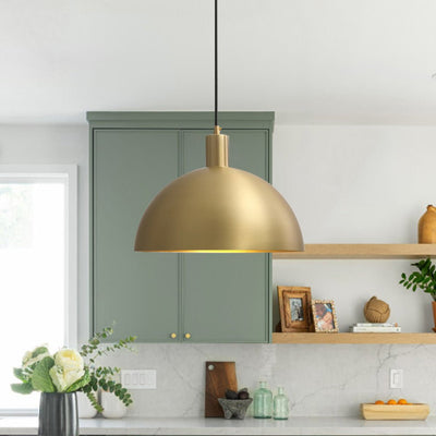Mid-Century Modern Dome Brass Pendant Light for Kitchen Island Dining Area