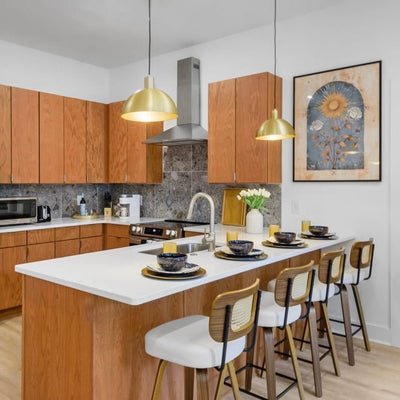 Mid-Century Modern Dome Brass Pendant Light for Kitchen Island Dining Area