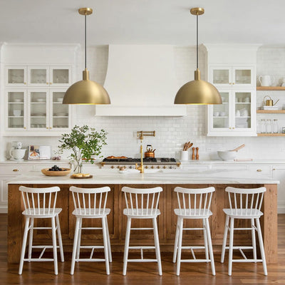 Mid-Century Modern Dome Brass Pendant Light for Kitchen Island Dining Area