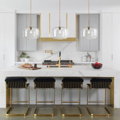 Elegant Mid-Century Modern Glass Pendant Light Fixture with Gold Finish Accent