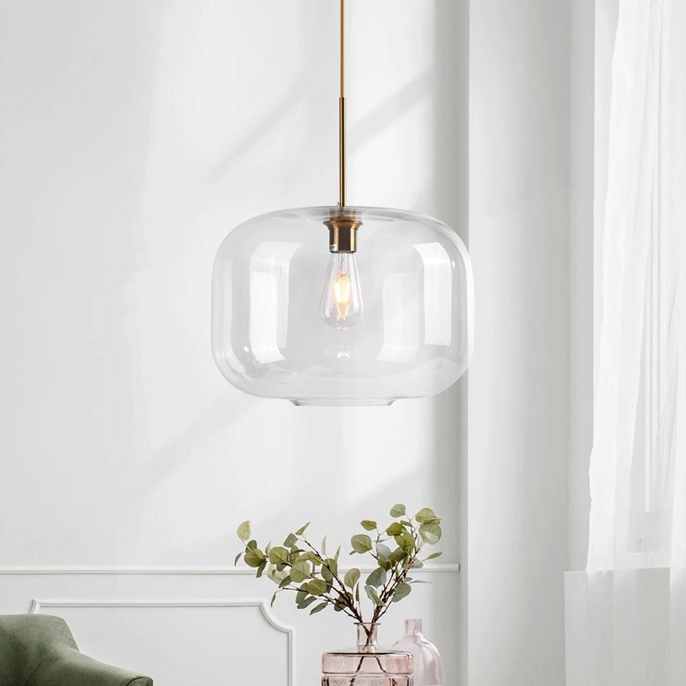 Elegant Mid-Century Modern Glass Pendant Light Fixture with Gold Finish Accent