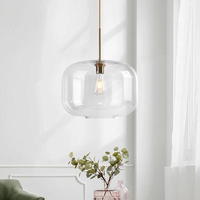 Elegant Mid-Century Modern Glass Pendant Light Fixture with Gold Finish Accent