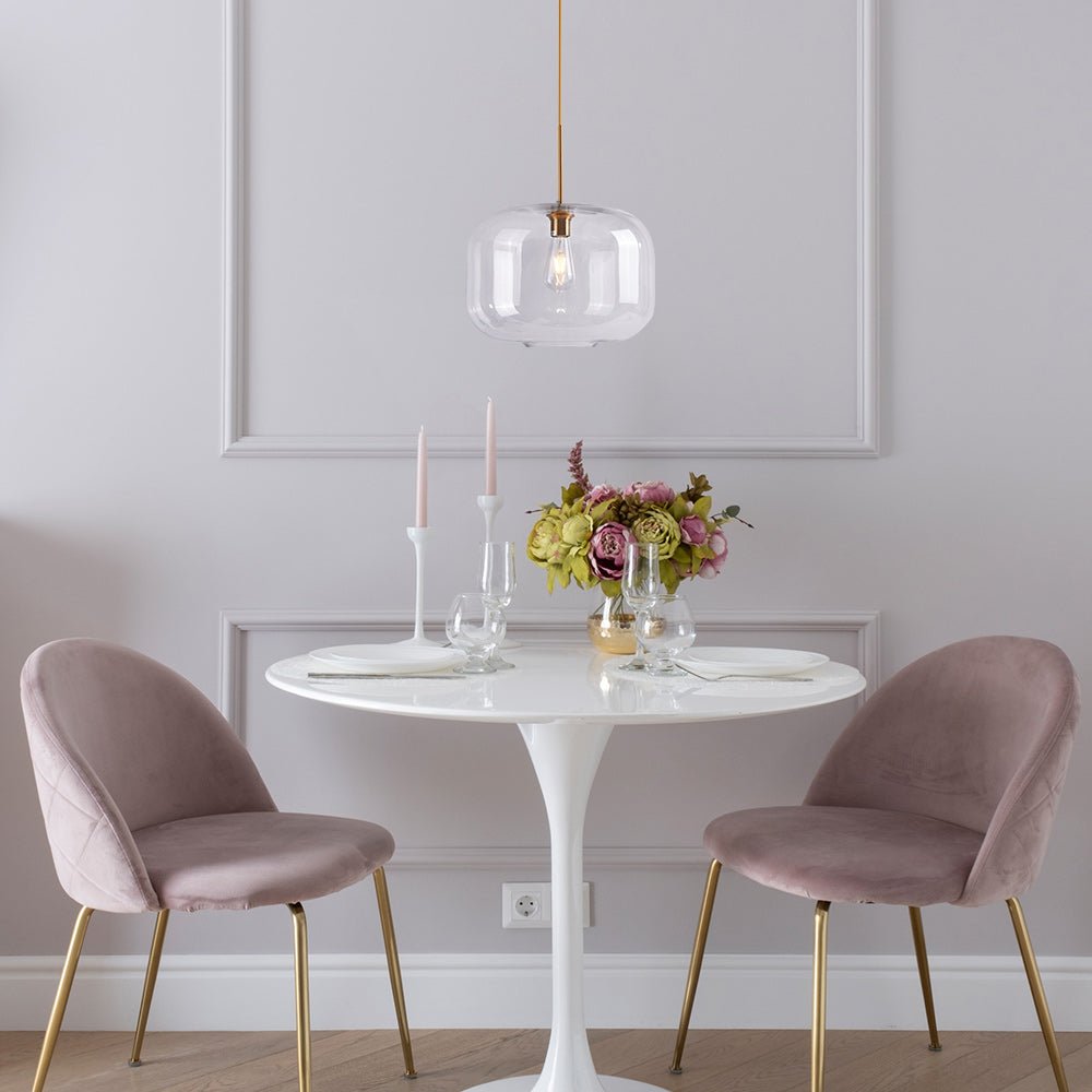 Elegant Mid-Century Modern Glass Pendant Light Fixture with Gold Finish Accent