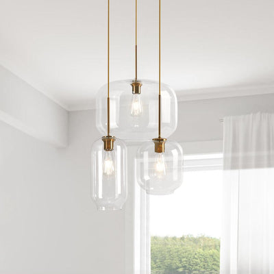 Elegant Mid-Century Modern Glass Pendant Light Fixture with Gold Finish Accent