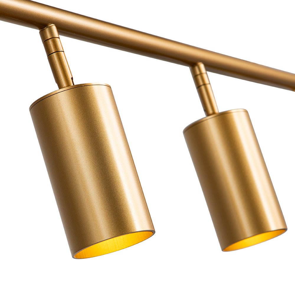 Mid-Century Modern Dimmable Track Light Pendant, Five-Bulb Linear Gold/White Fixture