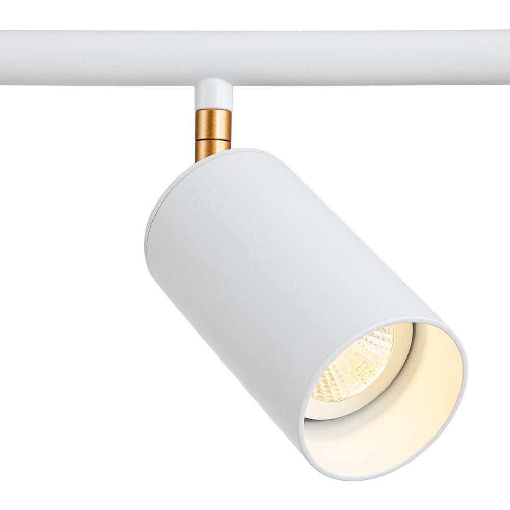 Mid-Century Modern Dimmable Track Light Pendant, Five-Bulb Linear Gold/White Fixture