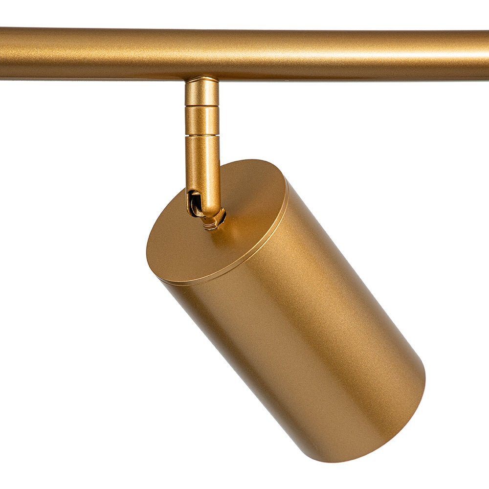 Mid-Century Modern Dimmable Track Light Pendant, Five-Bulb Linear Gold/White Fixture