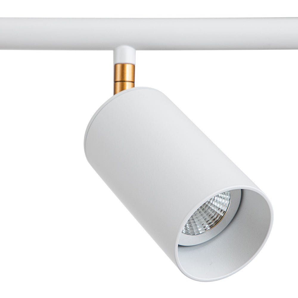 Mid-Century Modern Dimmable Track Light Pendant, Five-Bulb Linear Gold/White Fixture