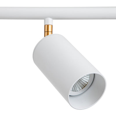 Mid-Century Modern Dimmable Track Light Pendant, Five-Bulb Linear Gold/White Fixture