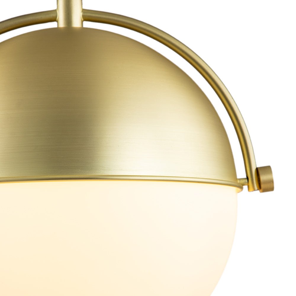 Elegant Mid-Century Brushed Brass Single Light Glass Globe Hanging Pendant Lighting