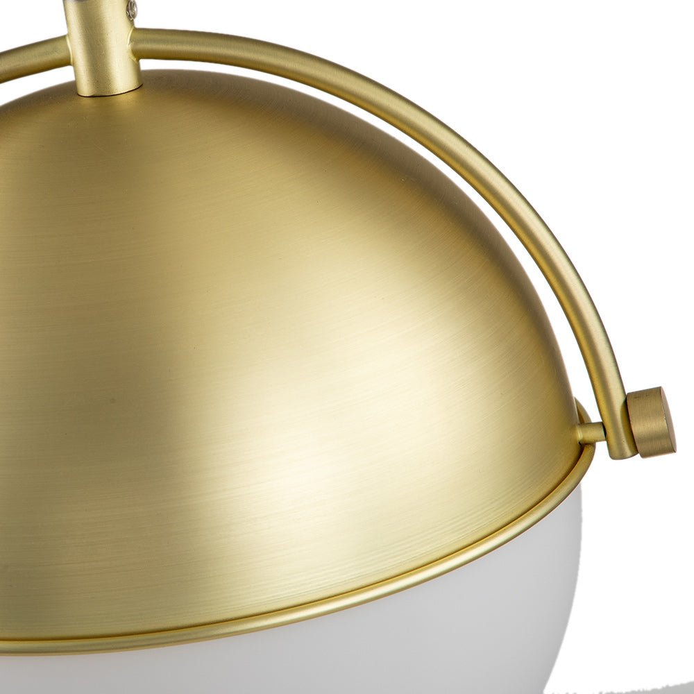 Elegant Mid-Century Brushed Brass Single Light Glass Globe Hanging Pendant Lighting