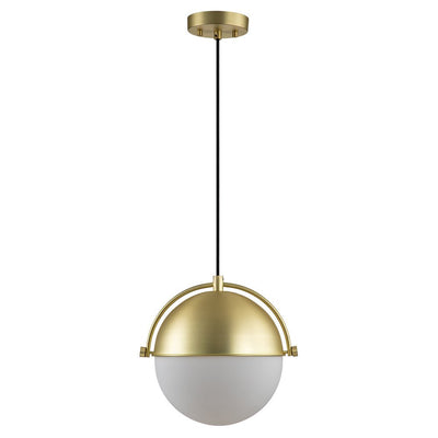 Elegant Mid-Century Brushed Brass Single Light Glass Globe Hanging Pendant Lighting