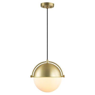 Elegant Mid-Century Brushed Brass Single Light Glass Globe Hanging Pendant Lighting