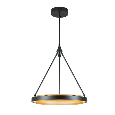 Dimmable LED Metal Mesh Circle Pendant Light - Adjustable Height, Black Gold
