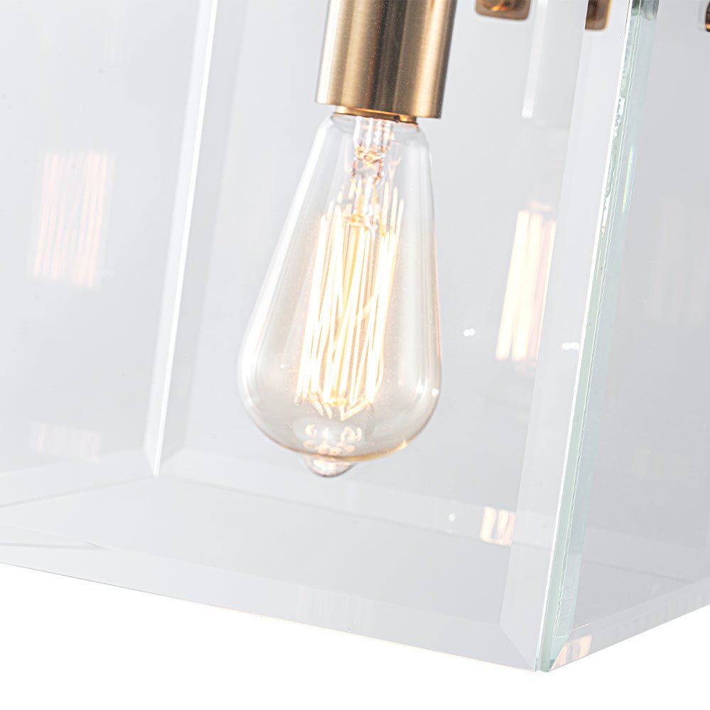 Sleek Modern 1-Light Clear Glass Square Lantern Pendant for Kitchen or Dining