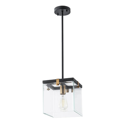 Sleek Modern 1-Light Clear Glass Square Lantern Pendant for Kitchen or Dining