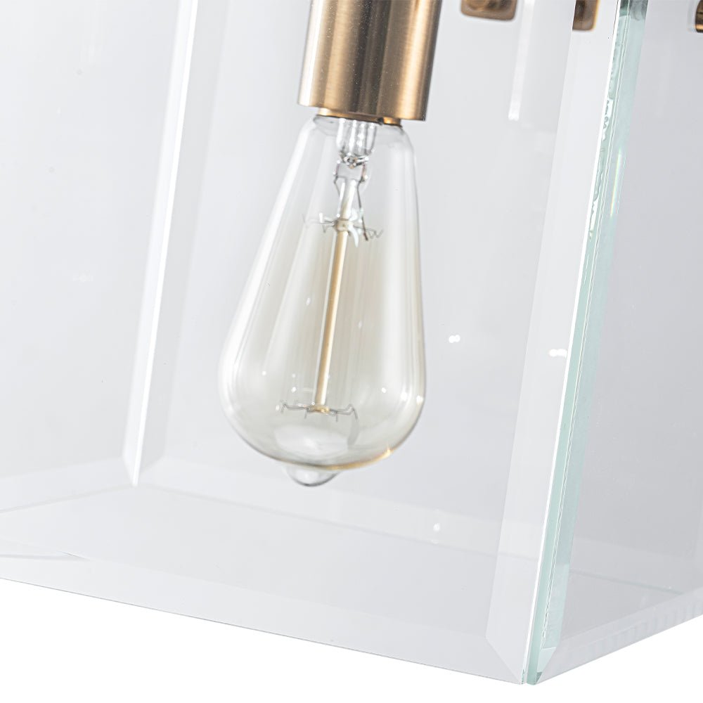 Sleek Modern 1-Light Clear Glass Square Lantern Pendant for Kitchen or Dining