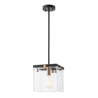 Sleek Modern 1-Light Clear Glass Square Lantern Pendant for Kitchen or Dining