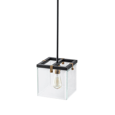 Sleek Modern 1-Light Clear Glass Square Lantern Pendant for Kitchen or Dining