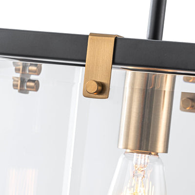Sleek Modern 1-Light Clear Glass Square Lantern Pendant for Kitchen or Dining